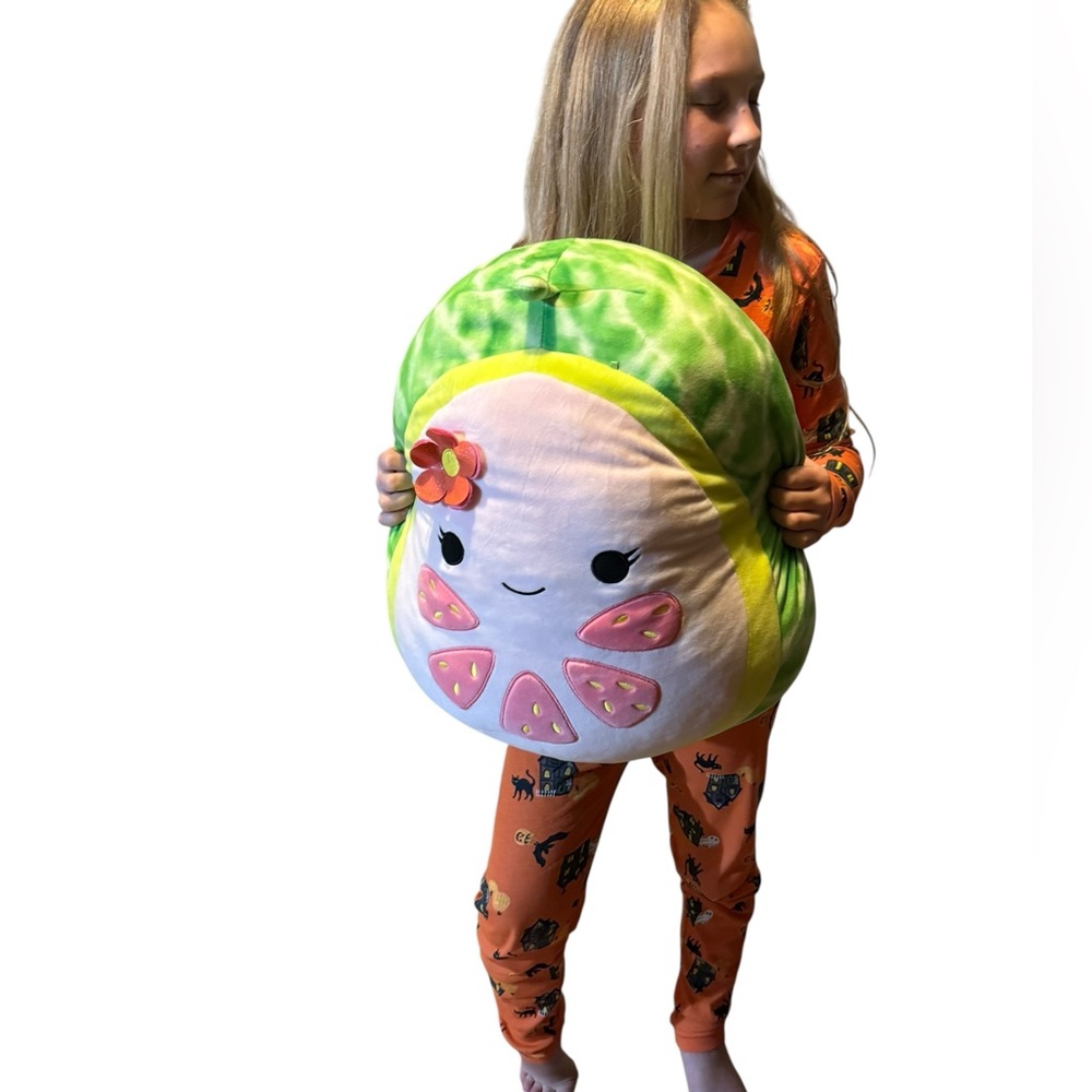 Squishmallow 16" Lena The Guava Soft Plush Medium Size Green Pink Super Soft Fun
